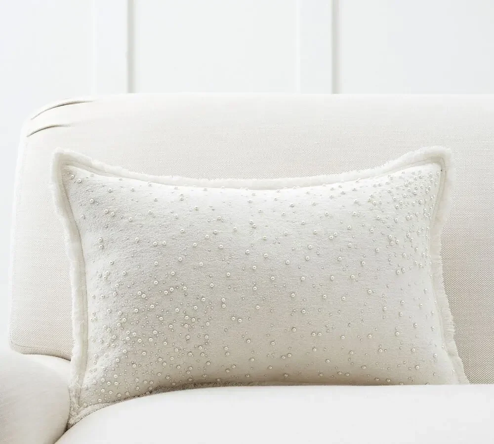 Pottery Barn Pearl Embroidered Pillow Cover and feather insert 20